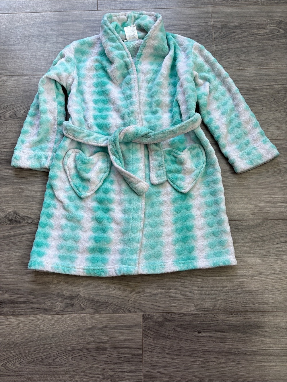 Komar Kids Girls Mint Heart Print Plush Robe